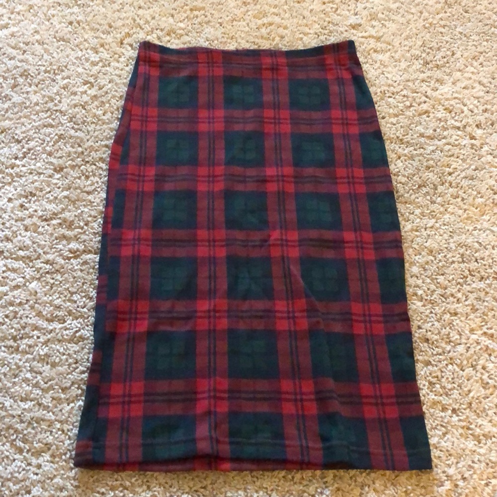 Plaid pencil skirt